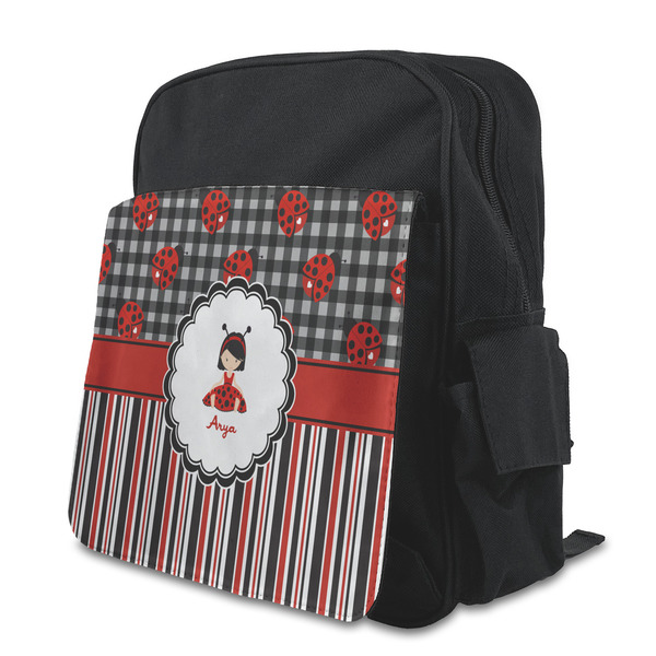 Custom Ladybugs & Stripes Preschool Backpack (Personalized)