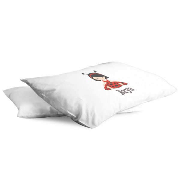 Ladybugs & Stripes King Pillow Case - TWO (partial print)