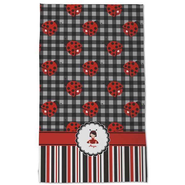 Ladybugs & Stripes Kitchen Towel - Poly Cotton - Full Front