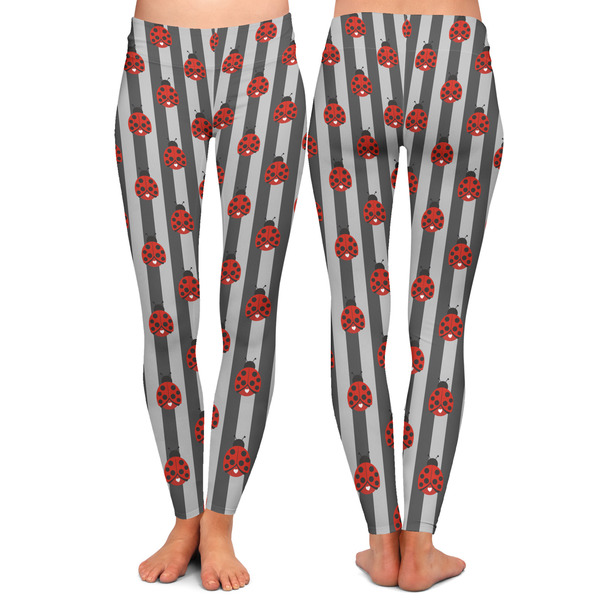 Ladybugs & Stripes Ladies Leggings - Front and Back