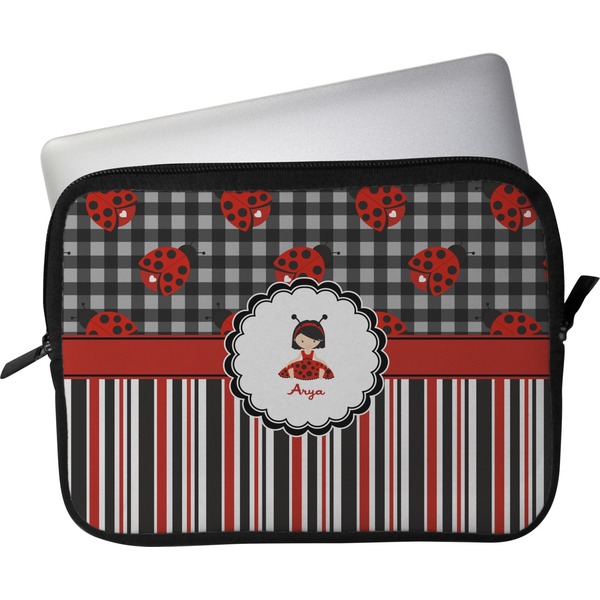 Custom Ladybugs & Stripes Laptop Sleeve / Case (Personalized)