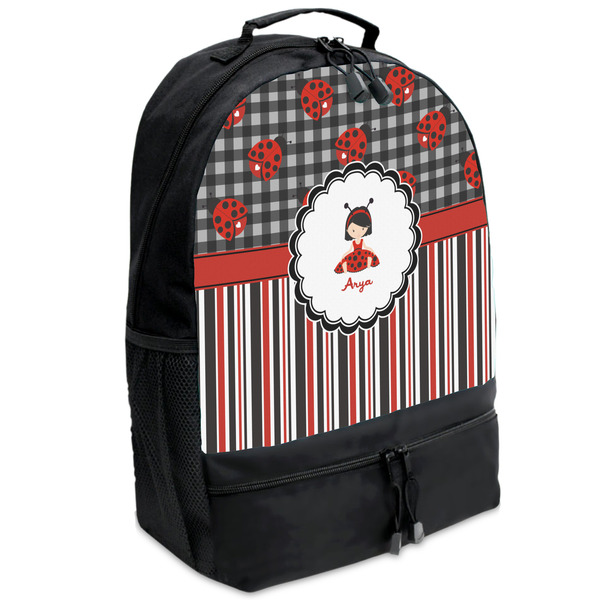 Custom Ladybugs & Stripes Backpacks - Black (Personalized)