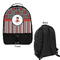 Ladybugs & Stripes Large Backpack - Black - Front & Back View