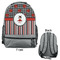 Ladybugs & Stripes Large Backpack - Gray - Front & Back View