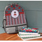 Ladybugs & Stripes Large Backpack - Gray - On Desk