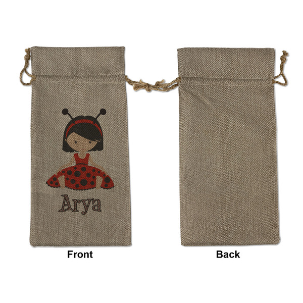 Ladybugs & Stripes Large Burlap Gift Bags - Front Approval