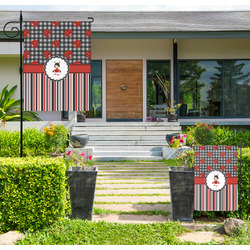 Ladybugs & Stripes Large Garden Flag - Double Sided (Personalized)