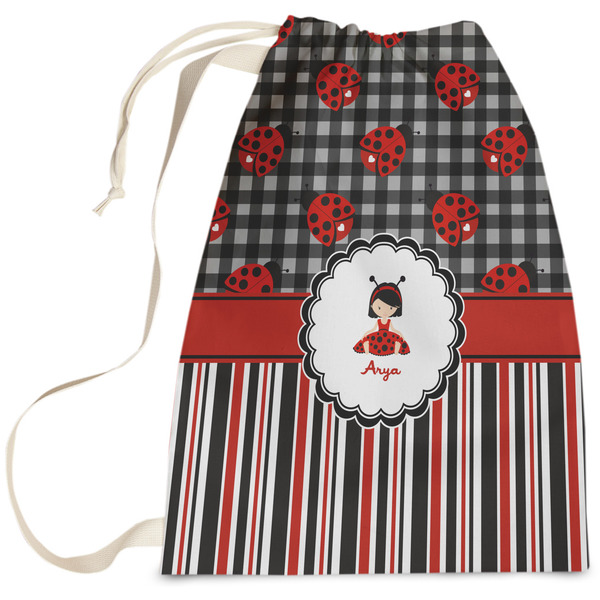 Custom Ladybugs & Stripes Laundry Bag (Personalized)