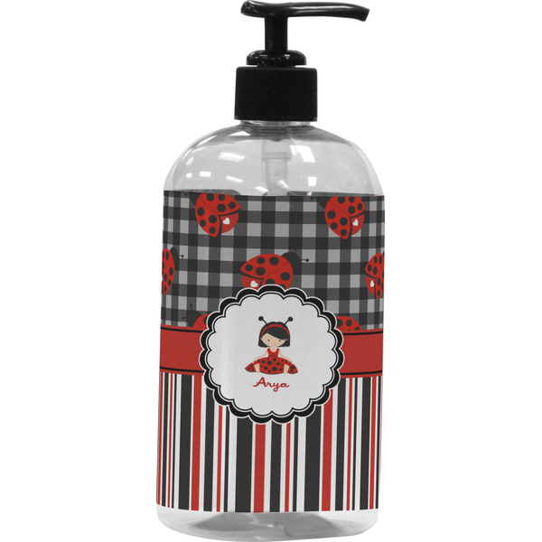 Custom Ladybugs & Stripes Plastic Soap / Lotion Dispenser (Personalized)