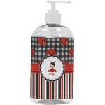 Ladybugs & Stripes Plastic Soap / Lotion Dispenser (16 oz - Large - White) (Personalized)