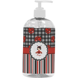 Ladybugs & Stripes Plastic Soap / Lotion Dispenser (16 oz - Large - White) (Personalized)