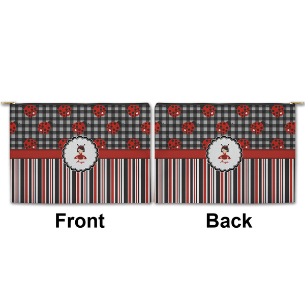 Ladybugs & Stripes Large Zipper Pouch Approval (Front and Back)