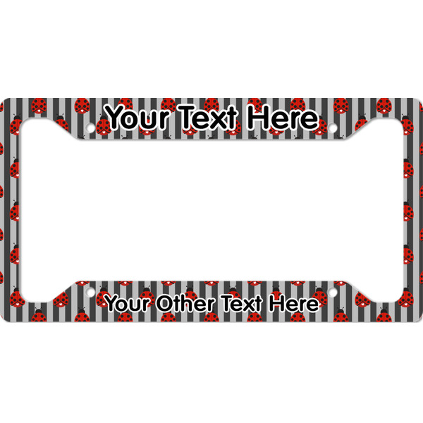 Custom Ladybugs & Stripes License Plate Frame - Style A (Personalized)