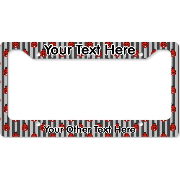 Custom Ladybugs & Stripes License Plate Frame - Style B (Personalized)