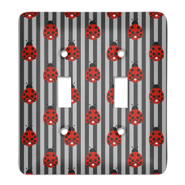 Custom Ladybugs & Stripes Light Switch Cover (2 Toggle Plate)