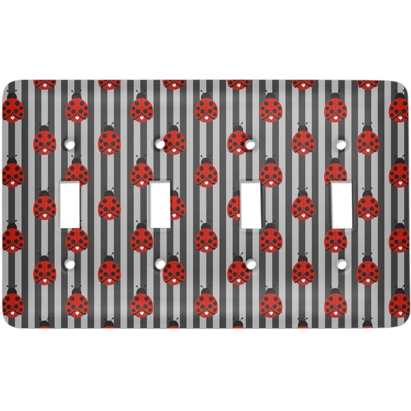 Custom Ladybugs & Stripes Light Switch Cover (4 Toggle Plate)