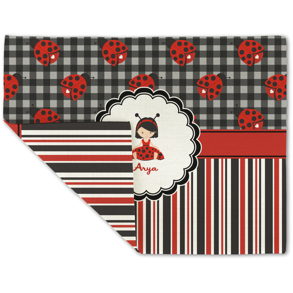Ladybugs & Stripes Linen Placemat - Folded Corner (double side)