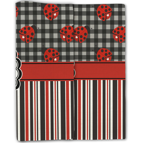 Ladybugs & Stripes Linen Placemat - Folded Half (double sided)