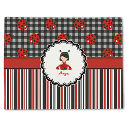 Ladybugs & Stripes Single-Sided Linen Placemat - Single w/ Name or Text