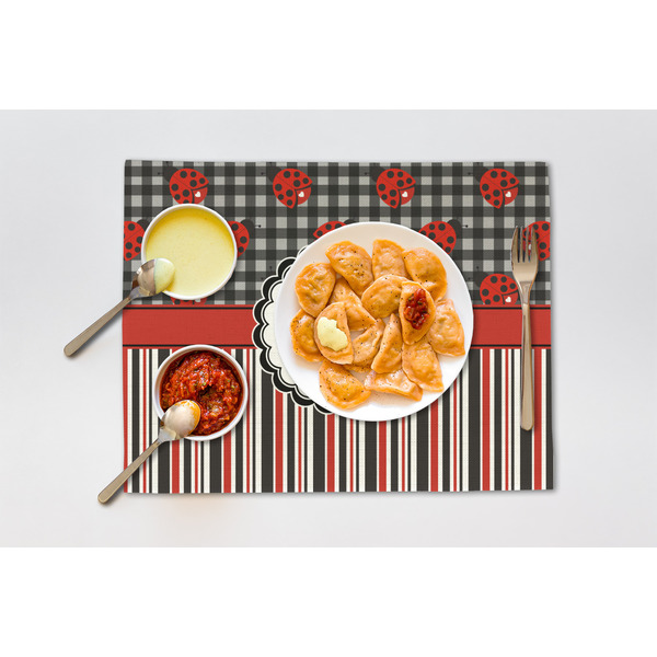 Ladybugs & Stripes Linen Placemat - Lifestyle (single)