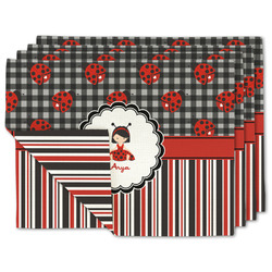 Ladybugs & Stripes Linen Placemat w/ Name or Text
