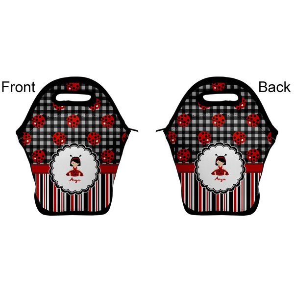 Ladybugs & Stripes Lunch Bag - Front and Back