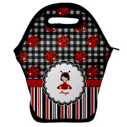 Ladybugs & Stripes Lunch Bag w/ Name or Text