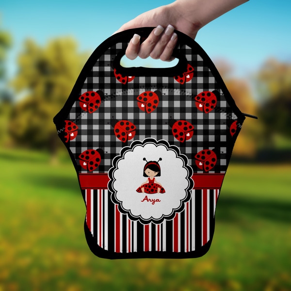 Ladybugs & Stripes Lunch Bag - Hand