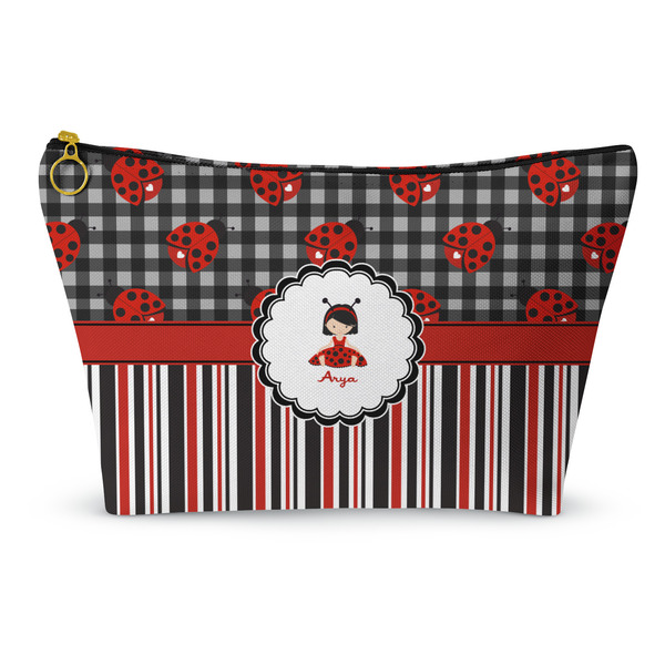 Custom Ladybugs & Stripes Makeup Bag - Small - 8.5"x4.5" (Personalized)