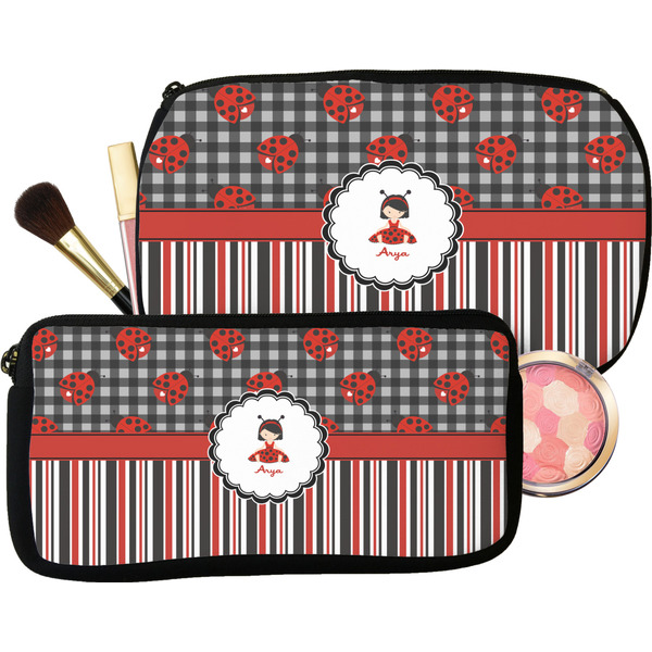 Ladybugs & Stripes Makeup / Cosmetic Bag (Select Size)