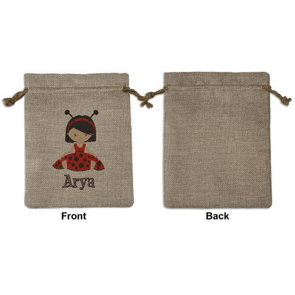 Ladybugs & Stripes Medium Burlap Gift Bag - Front Approval