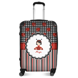 Ladybugs & Stripes Suitcase - 24" Medium - Checked (Personalized)