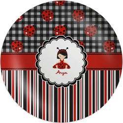Ladybugs & Stripes Melamine Plate (Personalized)