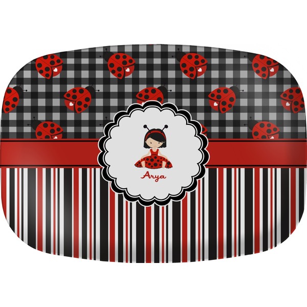 Custom Ladybugs & Stripes Melamine Platter (Personalized)