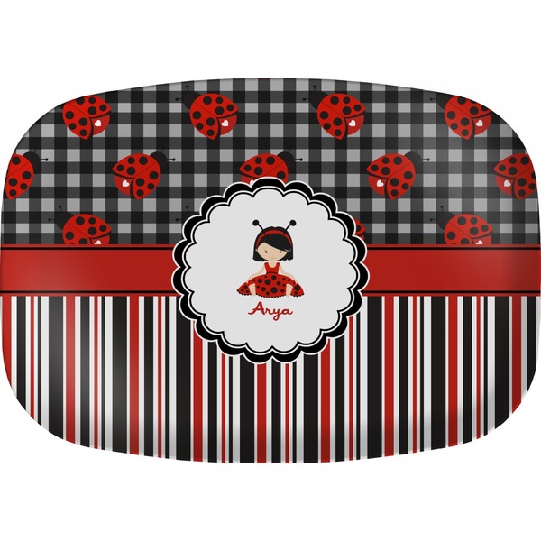 Custom Ladybugs & Stripes Melamine Platter (Personalized)