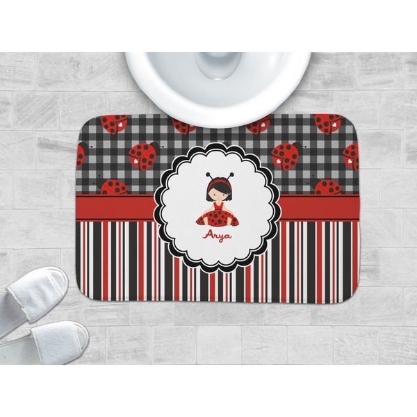 Ladybugs & Stripes Memory Foam Bath Mat - LIFESTYLE 34x21