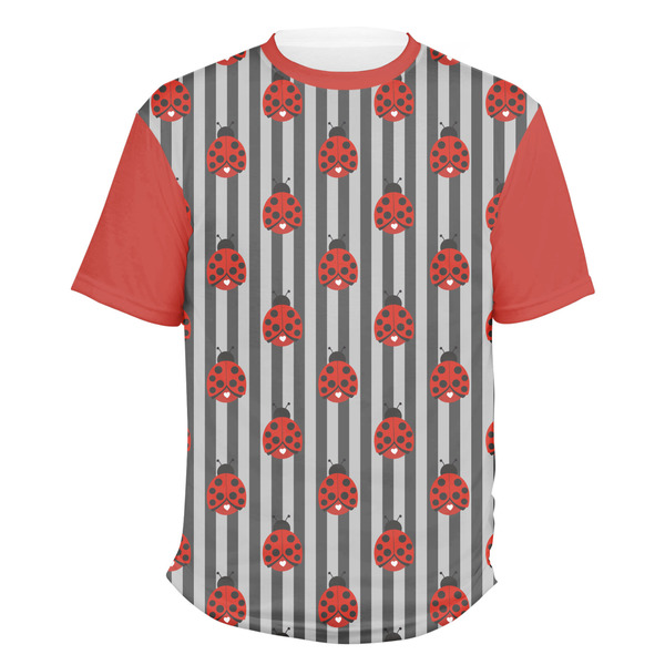 Custom Ladybugs & Stripes Men's Crew T-Shirt - Medium