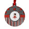 Ladybugs & Stripes Metal Ball Ornament - Front