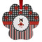 Ladybugs & Stripes Metal Paw Ornament - Front