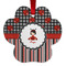 Ladybugs & Stripes Metal Paw Ornament - Double Sided w/ Name or Text