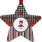 Ladybugs & Stripes Metal Star Ornament - Double Sided w/ Name or Text