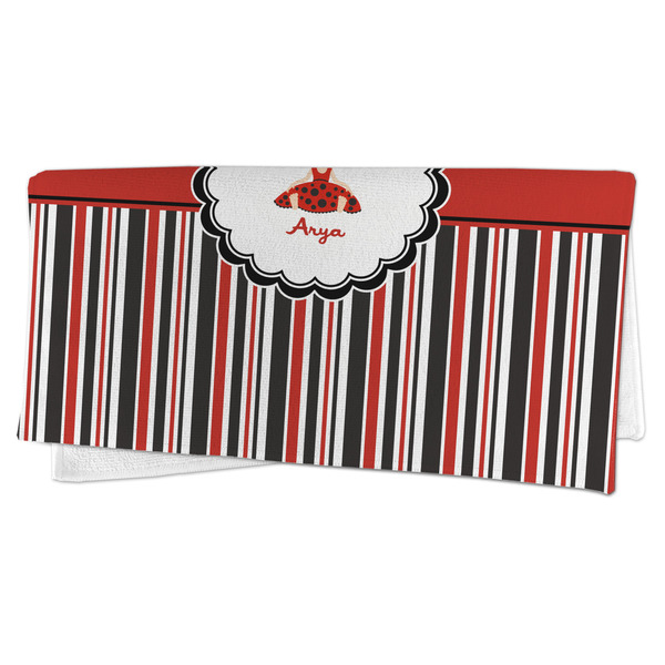 Ladybugs & Stripes Microfiber Dish Rag - FOLDED (half)