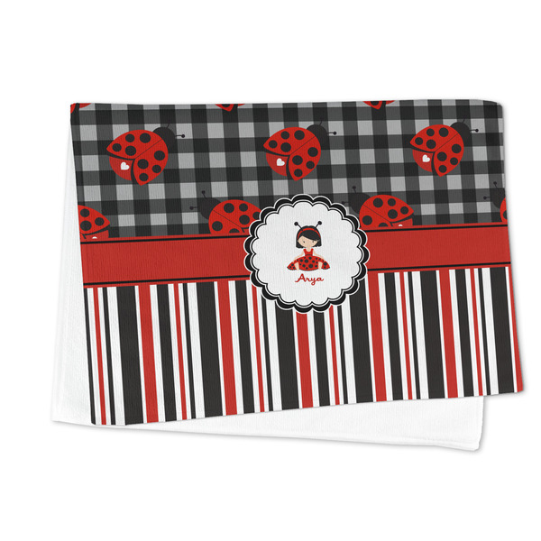 Ladybugs & Stripes Microfiber Dish Towel - FOLDED HALF