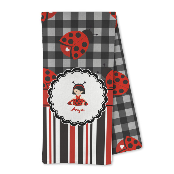 Custom Ladybugs & Stripes Kitchen Towel - Microfiber (Personalized)