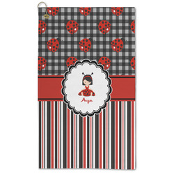 Ladybugs & Stripes Microfiber Golf Towel - Large (Personalized)