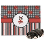 Ladybugs & Stripes Dog Blanket - Large (Personalized)