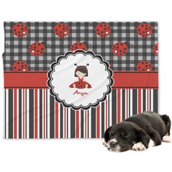 Ladybugs & Stripes Dog Blanket - Large (Personalized)