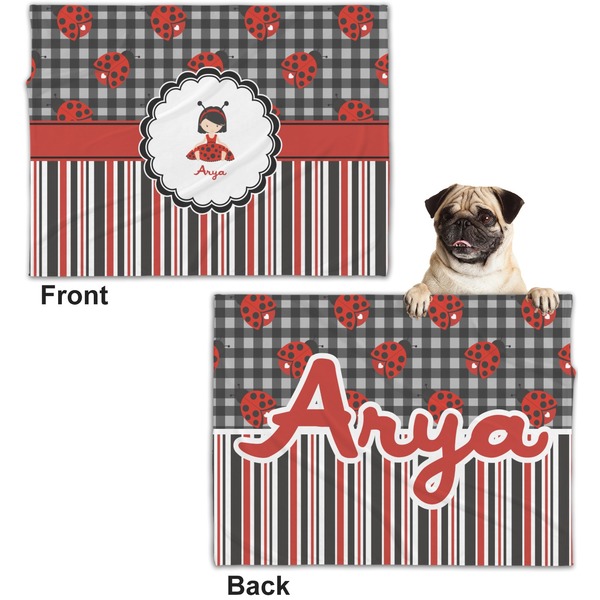 Ladybugs & Stripes Microfleece Dog Blanket - Regular - Front & Back