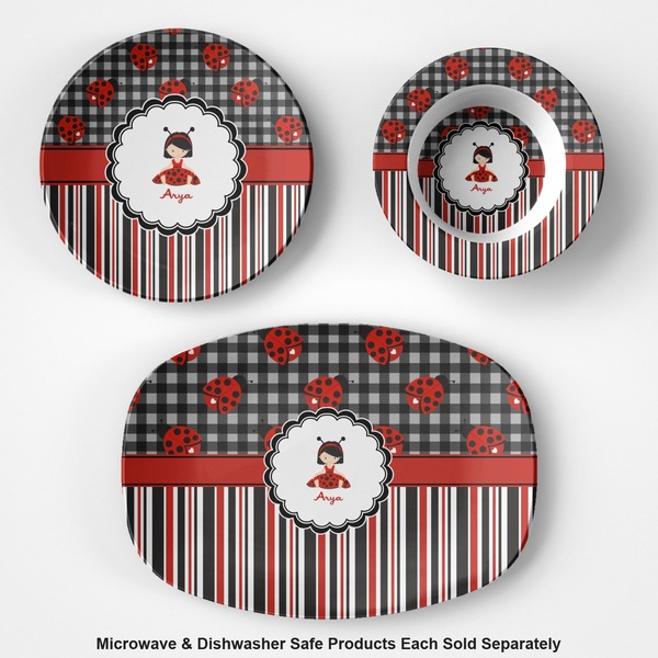 Ladybugs & Stripes Microwave & Dishwasher Safe CP Plastic Dishware - Group
