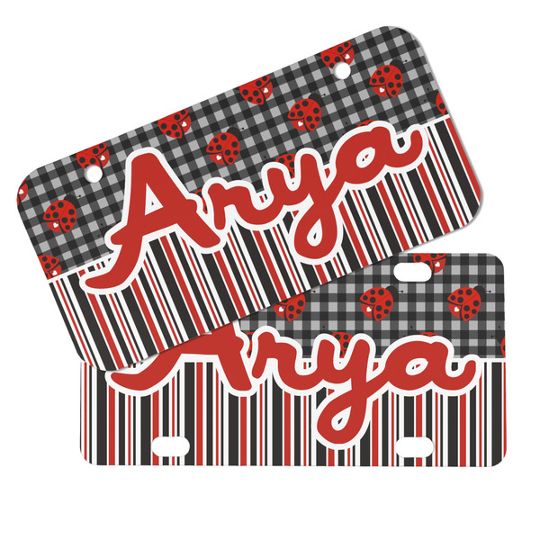 Ladybugs & Stripes Mini License Plates - MAIN (4 and 2 Holes)